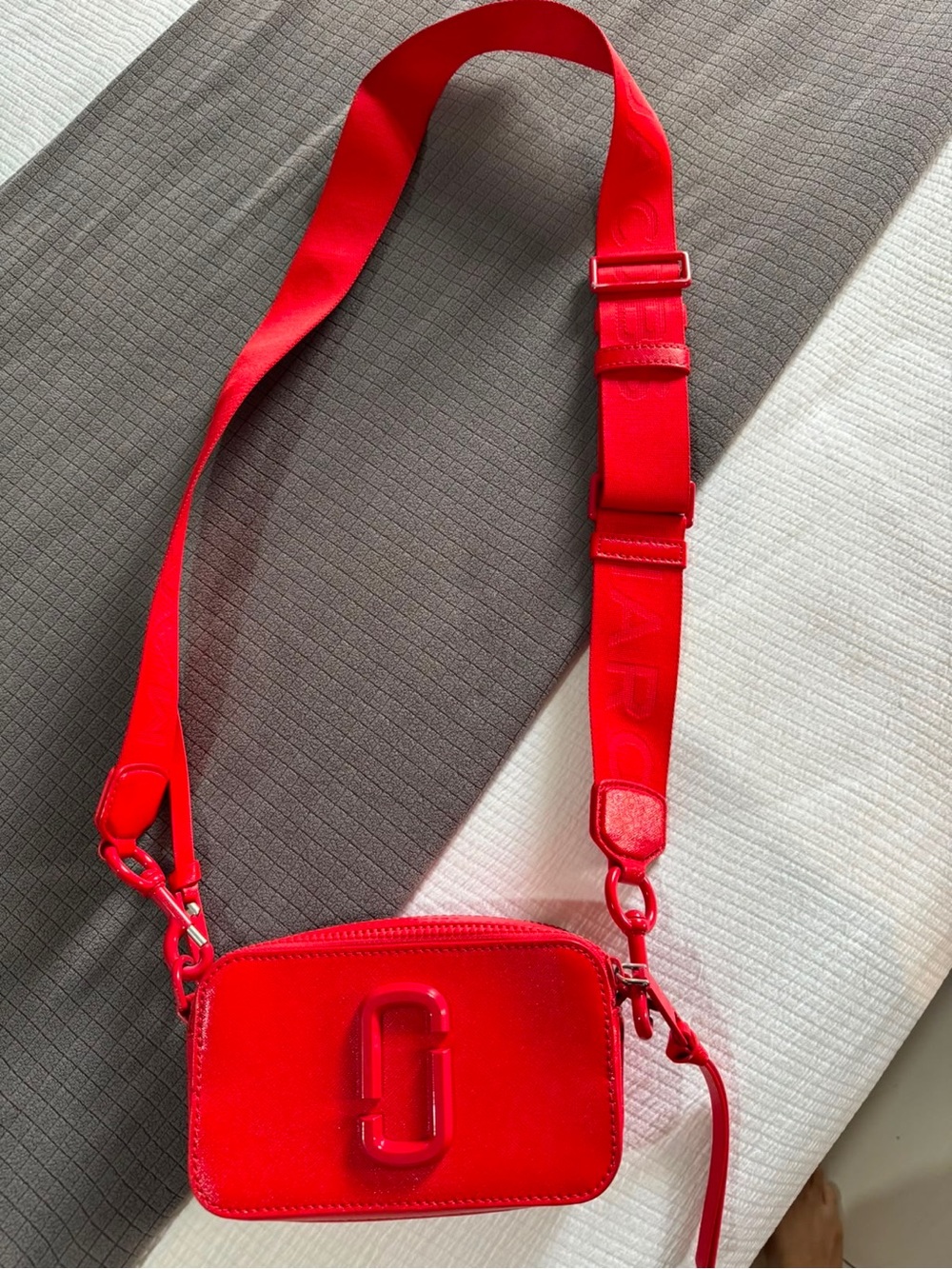 Marc Jacobs Bright Red Snapshot Camera Bag with Wide Strap